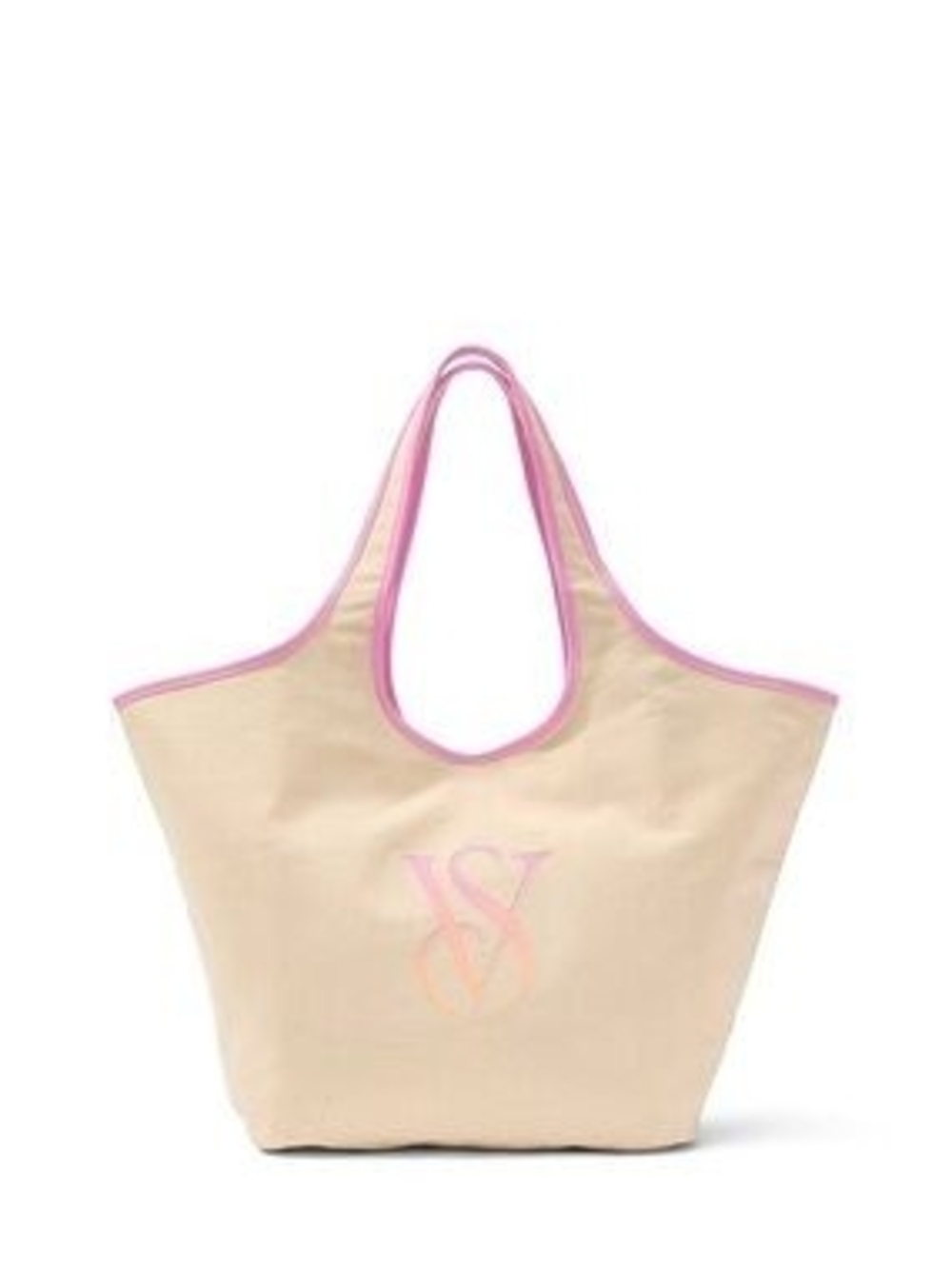 Victoria's Secret Cream Tote with Pink Trim